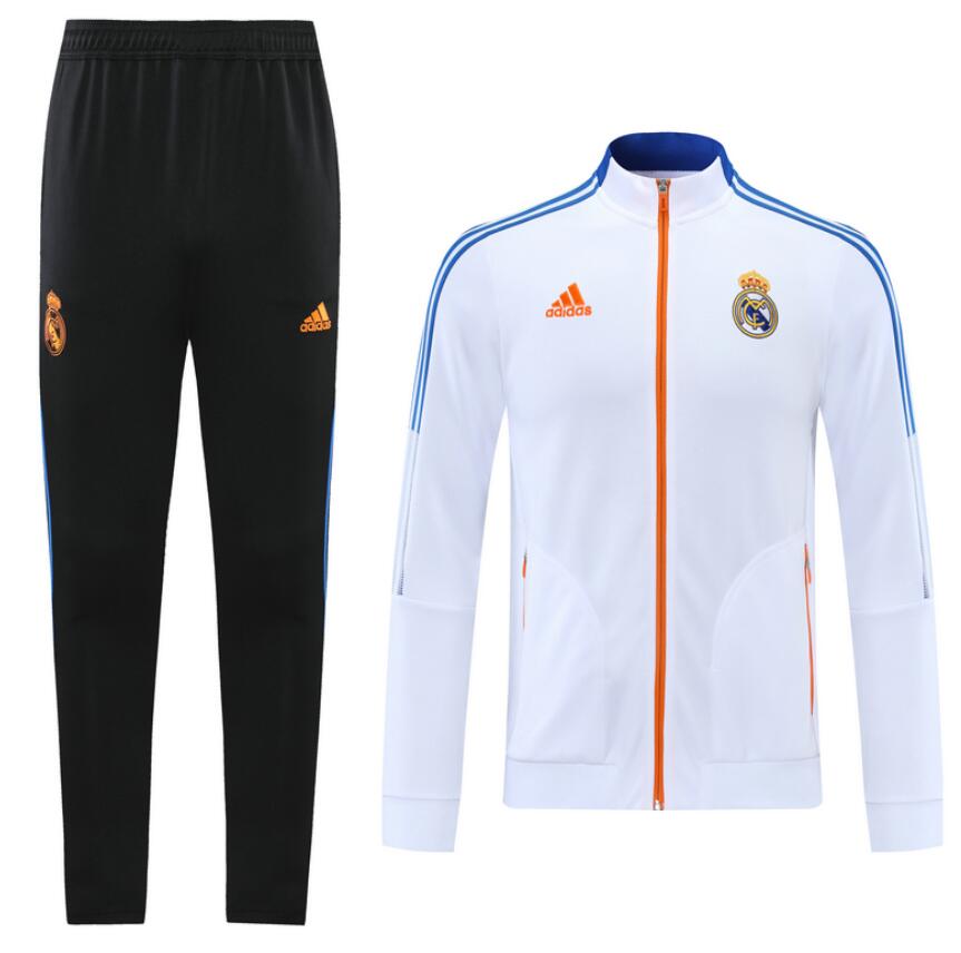 2021/22 Real Madrid White Training Kits Jacket with Pants